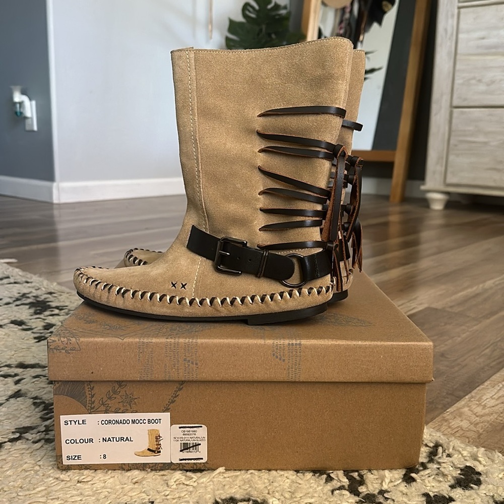 NEW! Free People Coronado Mocc Lace Up Buckle Moccasin Boots size 8 - Picture 6 of 8